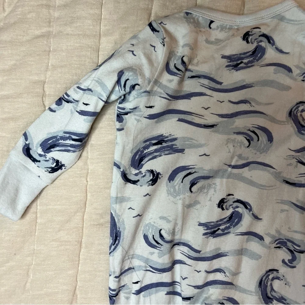 Modern Moments Infant Boys Blue Waves Snap front Knit Sleeper Pajamas 0-3 Months